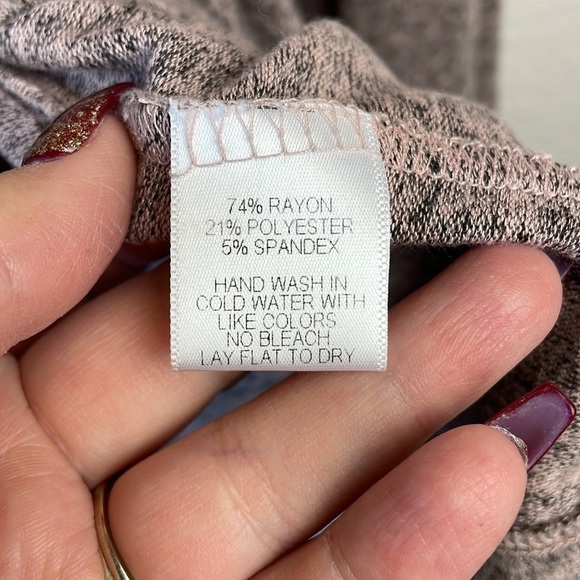 Gibson blush and grey long bell sleeve knit top size L - Picture 5 of 6